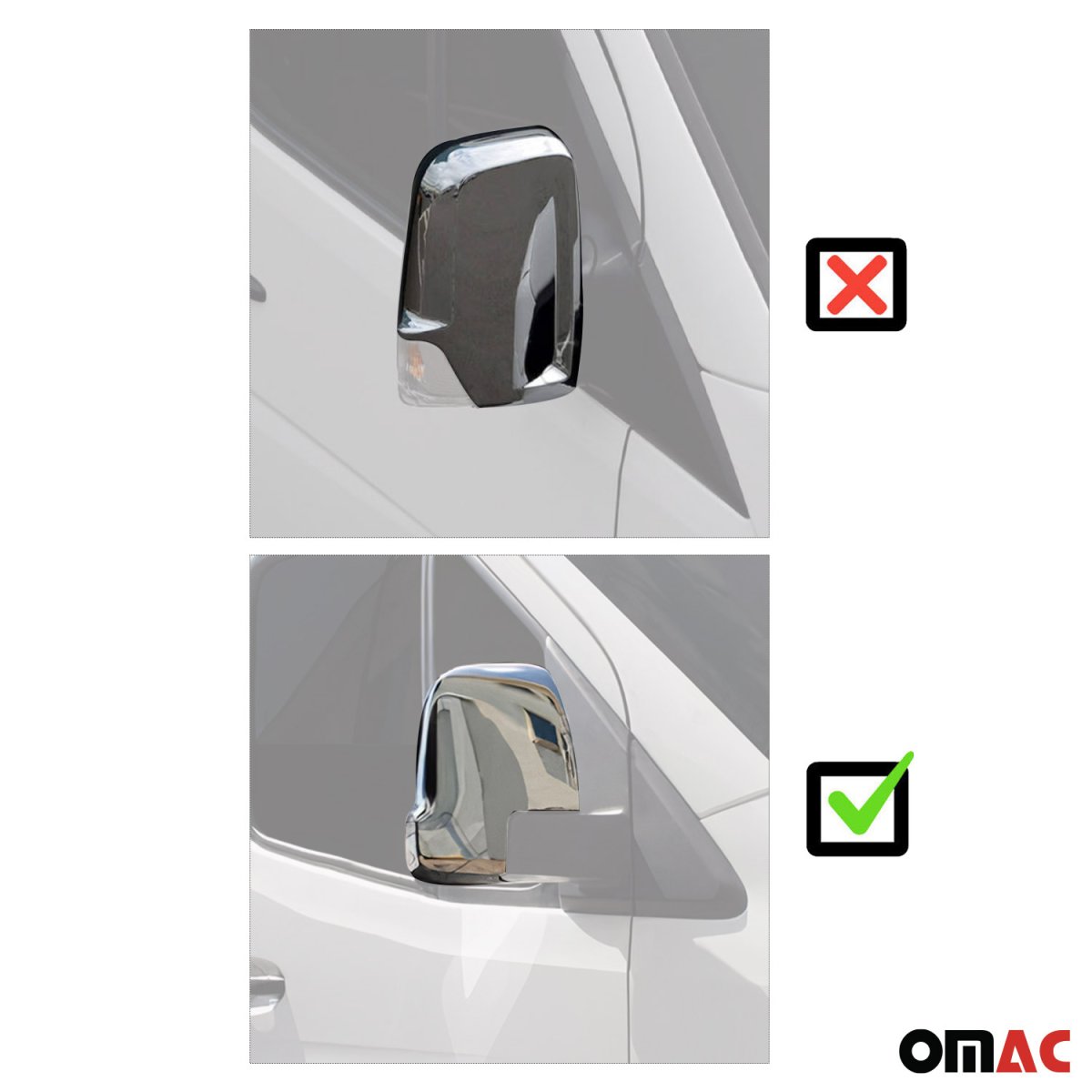 Mercedes Sprinter Mirror Cover - Omac - S.Steel - Gloss Silver - 2018
